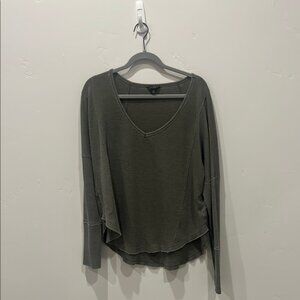 Lucky Brand Dark Olive V-Neck Blouse